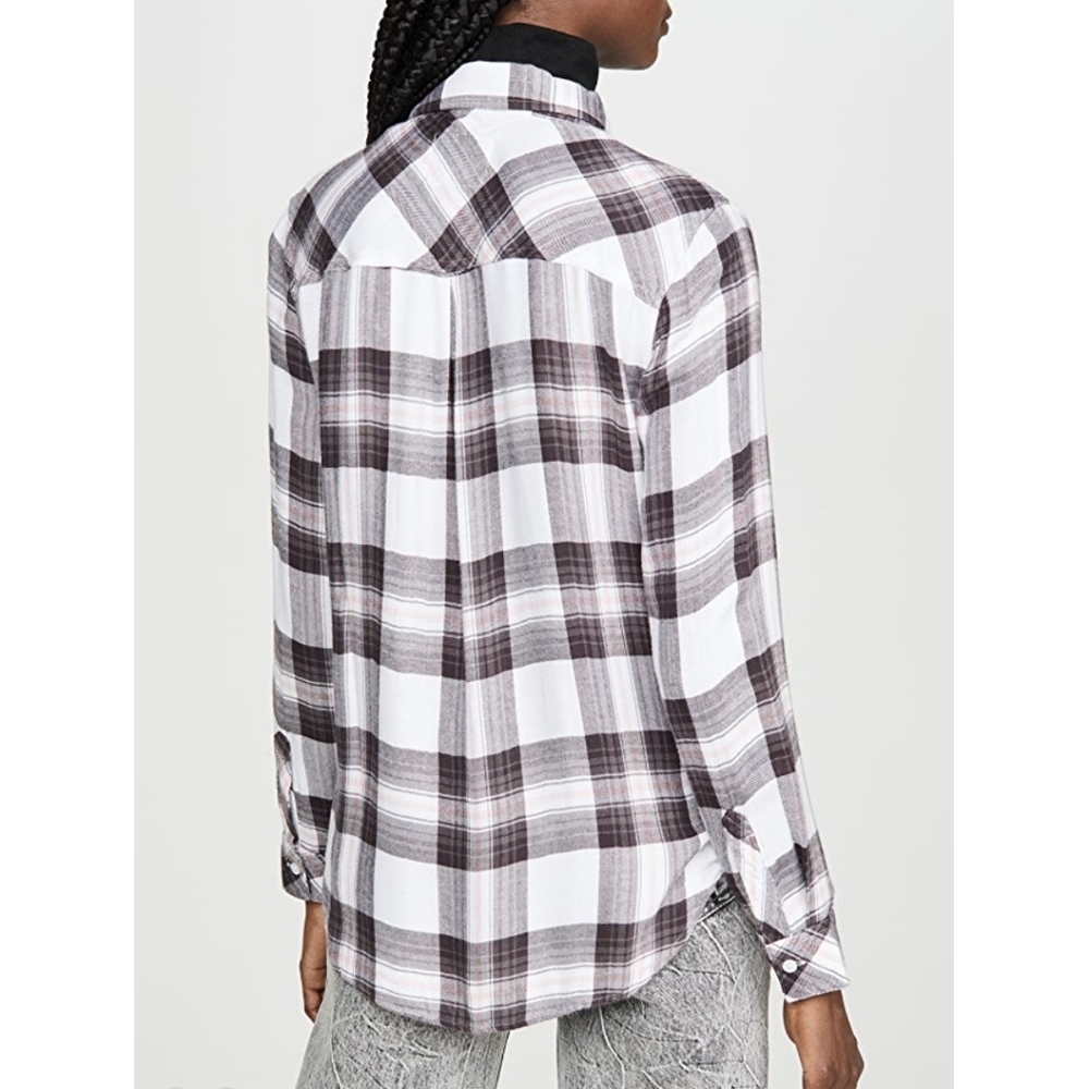 Rails Hunter White Grey Peach Button Up Xs - image 2